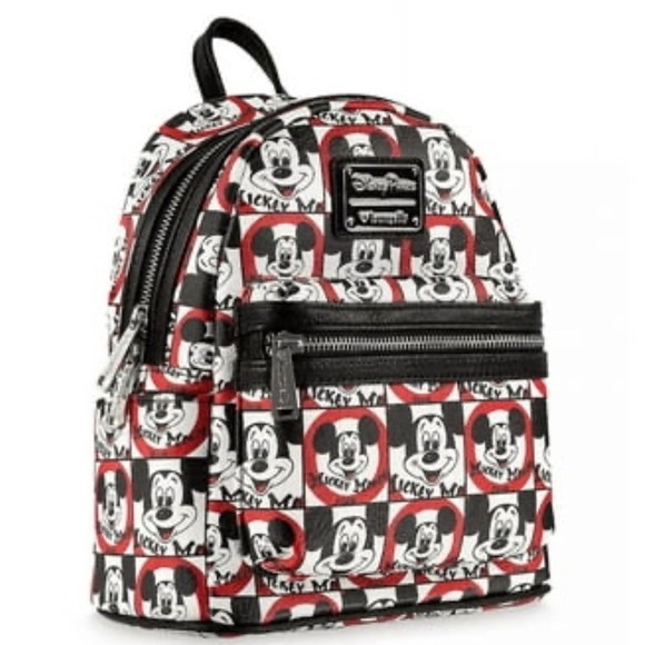 Disney Parks Loungefly Mickey Mouse Club Checkerboard Mini Backpack Red Black main image 5